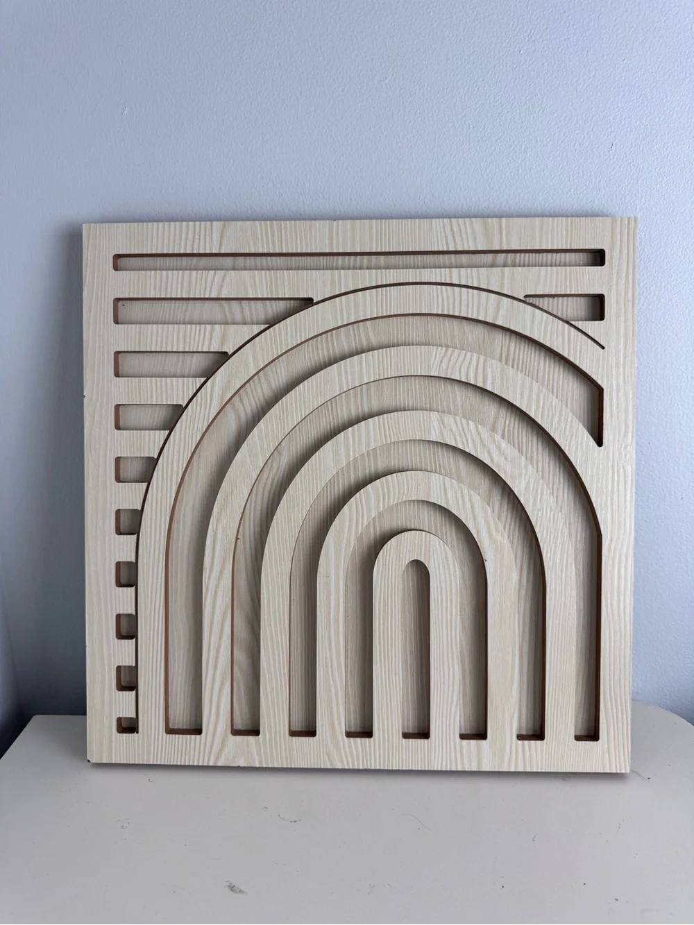 Neutral Wood Rainbow Wall Decor 14”x14”